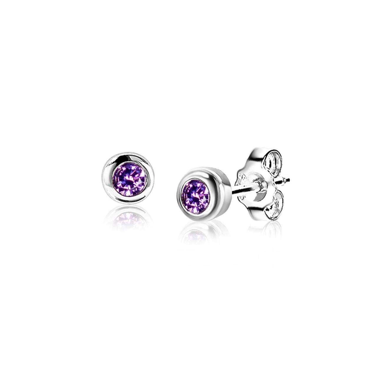 BIRTHSTONE zilveren oorknoppen 4mm FEBRUARI, staan symbool voor iemand die in de maand februari is geboren. In februari is de geboortesteen 'paars amethist zirconia'. Iedere geboortesteen heeft haar eigen betekenis. De oorsieraden zijn vervaardigd van eerste gehalte zilver (925) en voorzien van een extra rodiumlaag voor een langdurige glans.