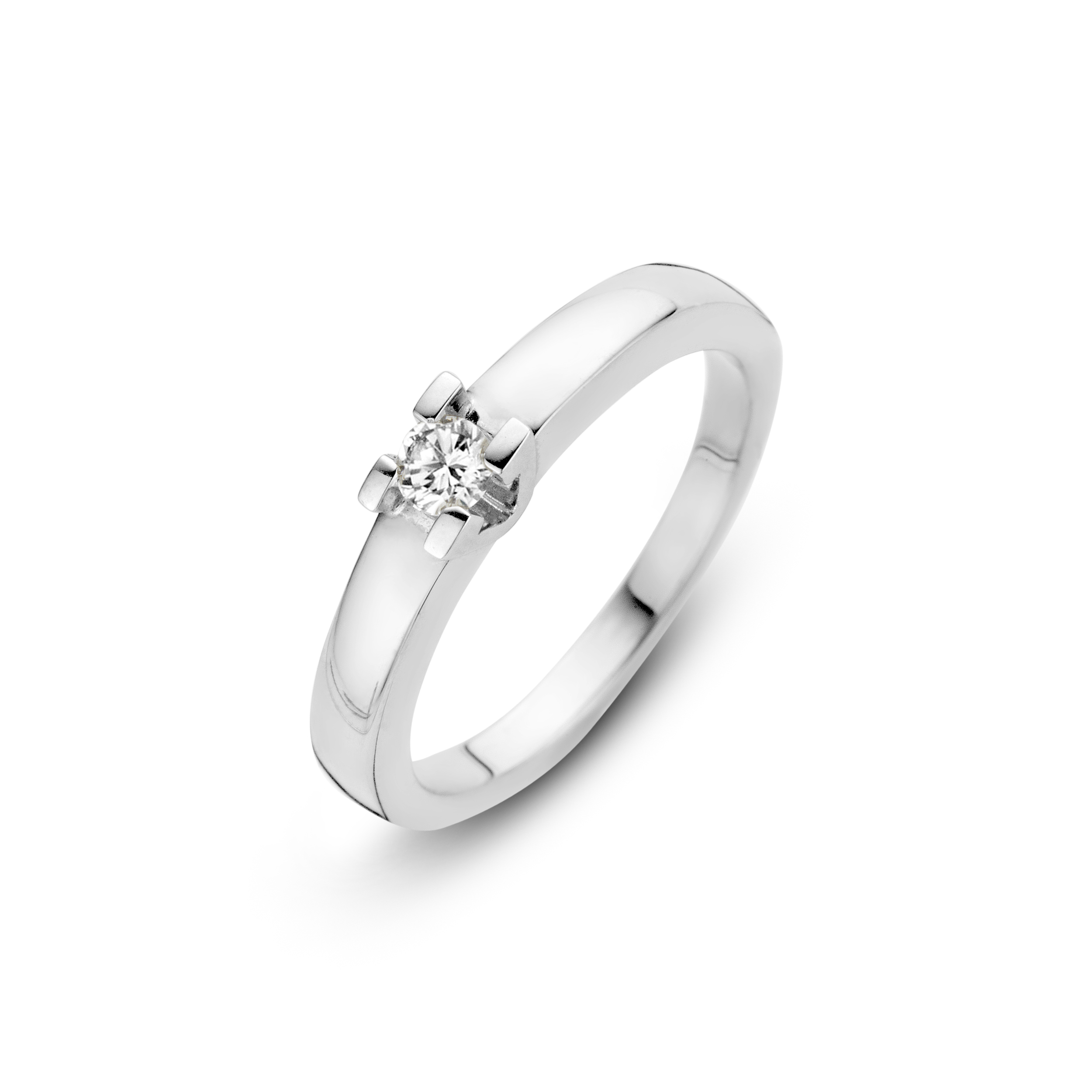 witgouden volanta ring met 0.05crt diamant, maat 18