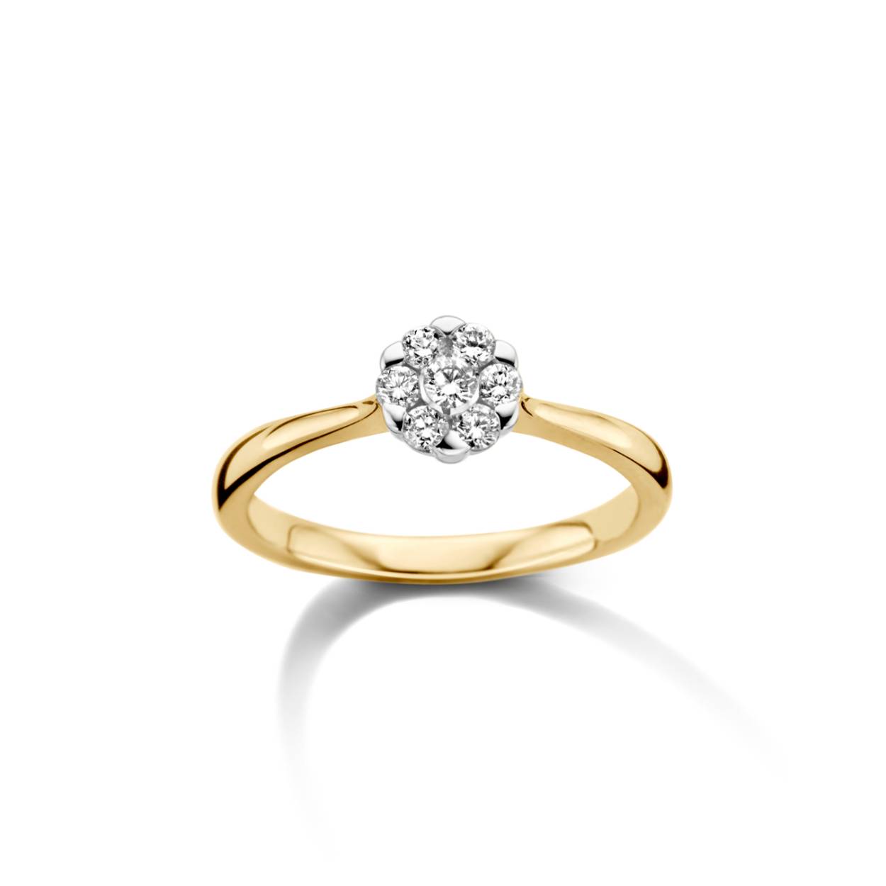 Ring 18 kt  solitair bicolor 0.26ct