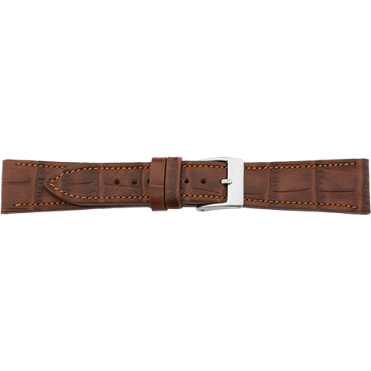 Horlogeband leder 607 Mat bruin kroko print 22mm 