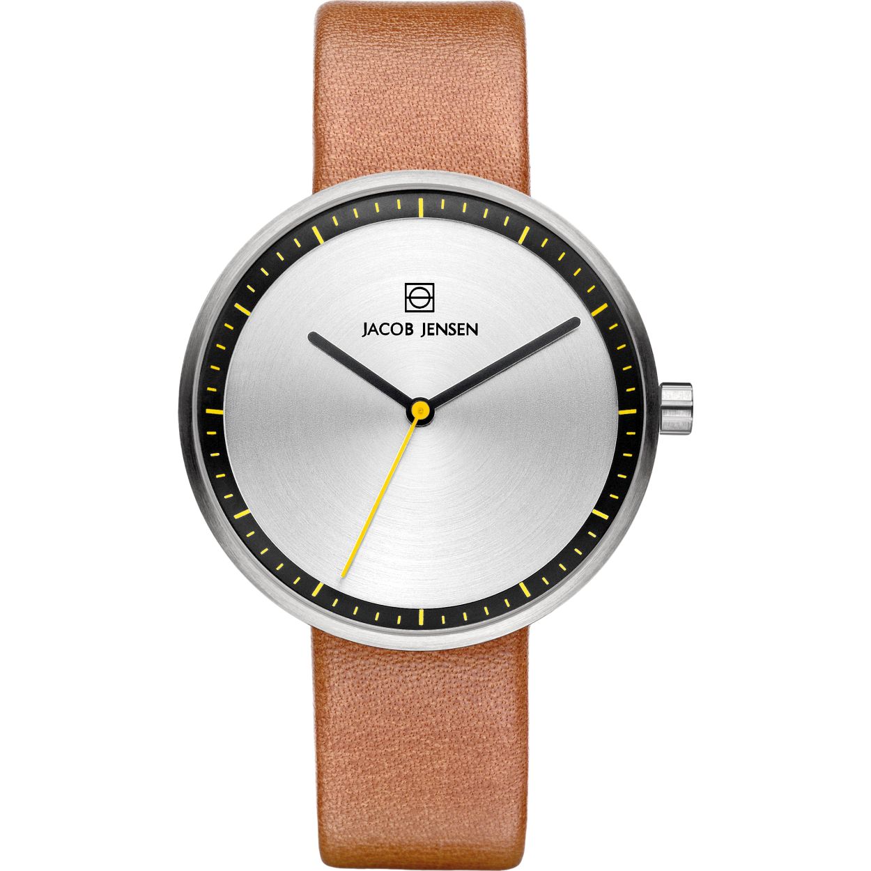 Dit Jacob Jensen horloge heeft een roestvrijstalen kast met een diameter van 36mm en is voorzien van een leren band. In de kast bevindt zich een kwaliteitsuurwerk en is afgewerkt met mineraalglas.

Het horloge is 3ATM. Dit betekent dat het horloge spatwaterdicht is. Verder wordt het horloge geleverd met 2 jaar wereldwijde garantie.

Het is tijd voor dit nieuwe Jacob Jensen 281 horloge! Dit Jacob Jensen dameshorloge heeft een band van bruin leder en een kast van edelstaal. Doordat de Jacob Jensen Strata 281 een kast heeft van 36 mm. komt de kleur zilver in de wijzerplaat goed tot zijn recht. Het materiaal glas van dit horloge is mineraal glas.
