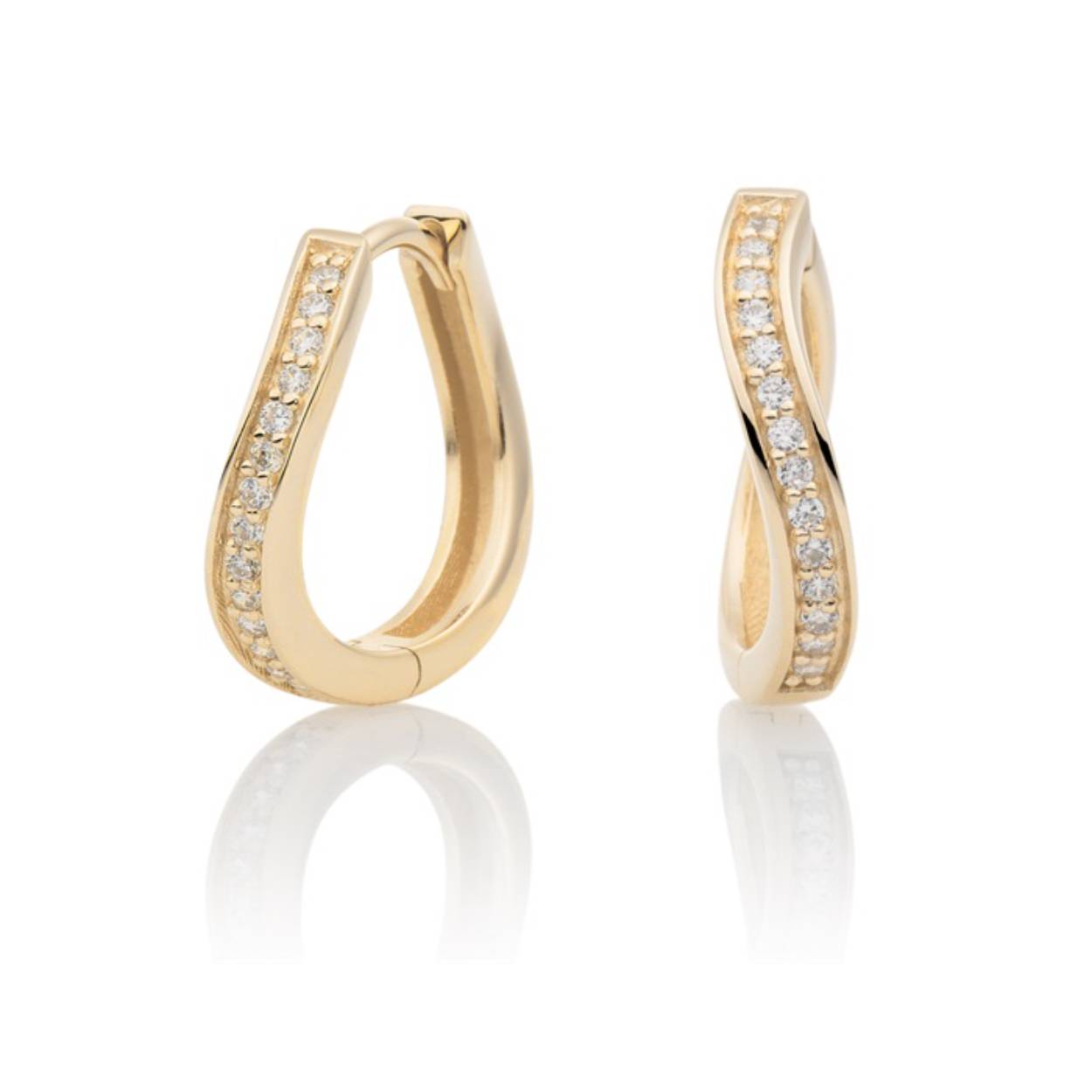 Earrings - Flare Crystal Gold - CZ polished