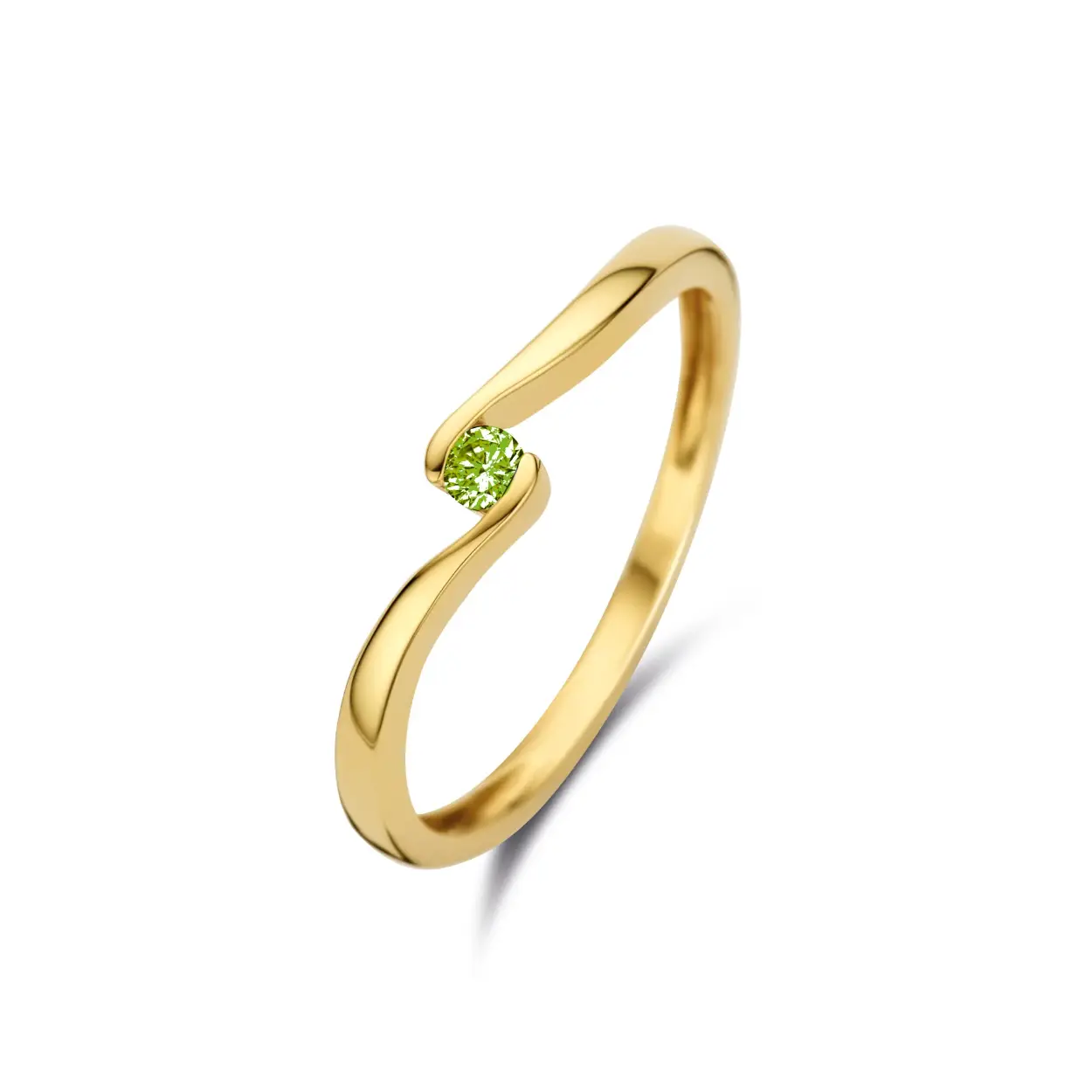 geelgouden ring peridot maat 18