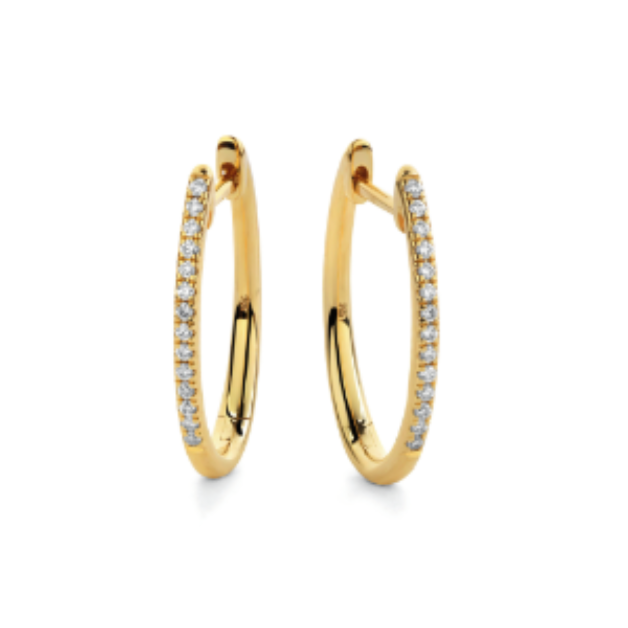 14k gouden klapoorringen met 28 briljant geslepen diamanten 0.14ct GH/Si1