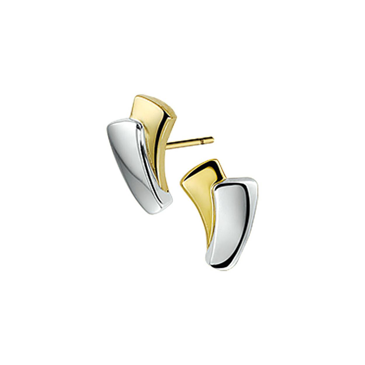 Bi-color wit/geel gouden oorknoppen.