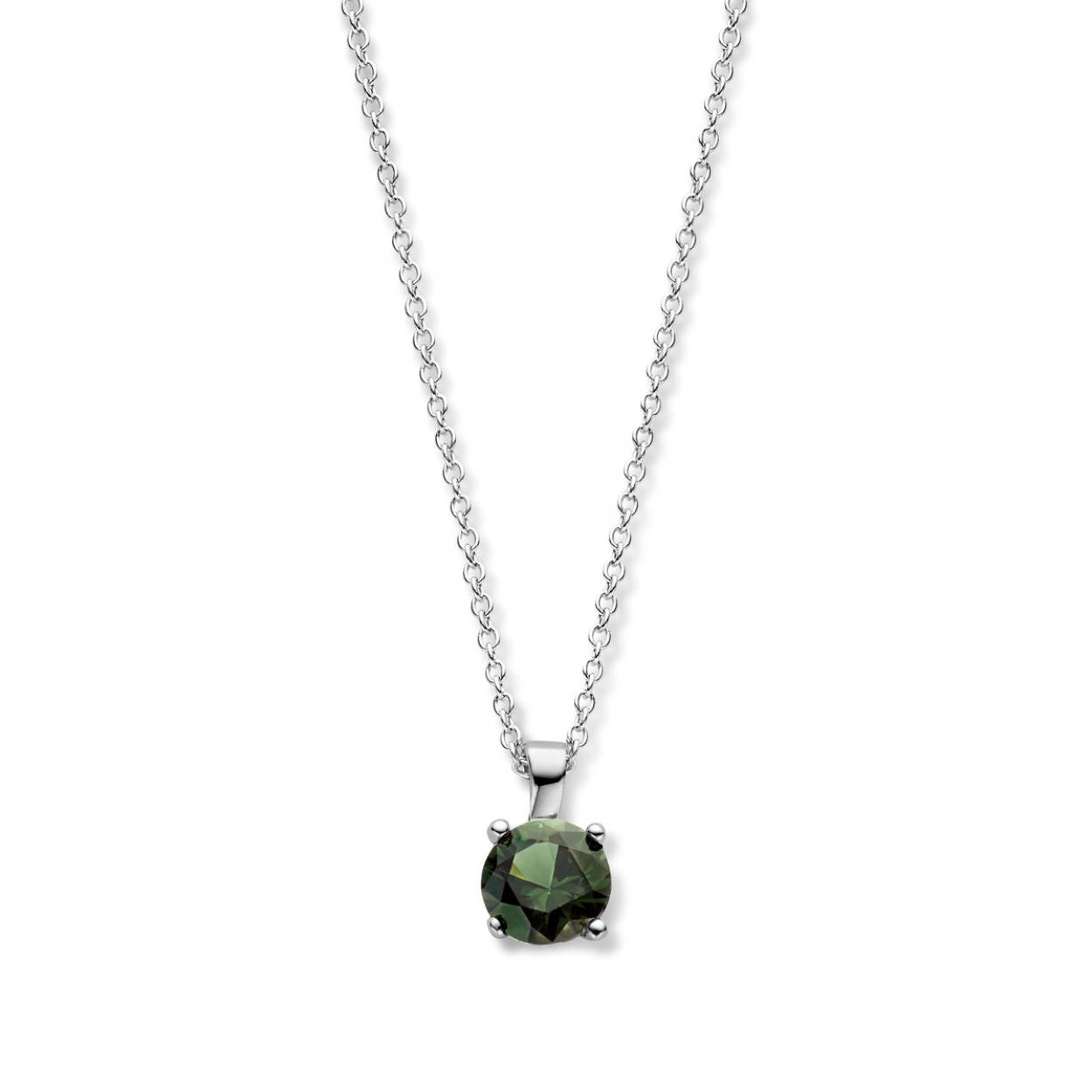 Ketting + hanger met groene zirconium 42+3cm Naiomy