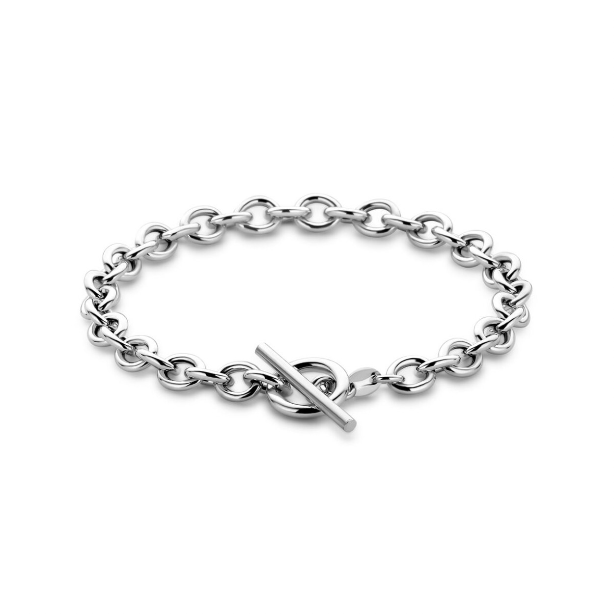 Gerhodineerd 925 zilveren armband uitgevoerd met een kapittelslot. De armband heeft een draaglengte van 18.5cm. De schakelbreedte is 6mm.