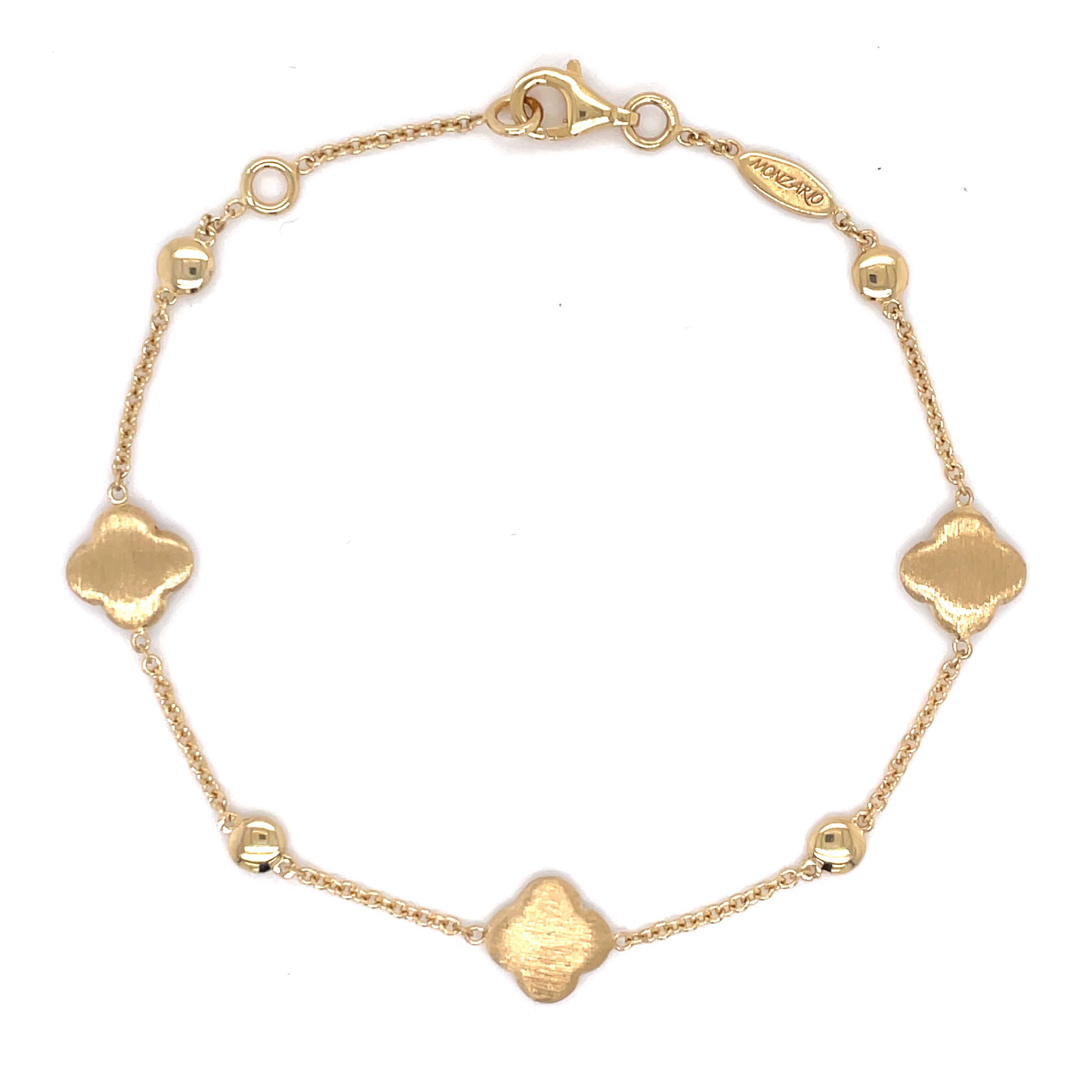Geelgouden armband met matte bloemen