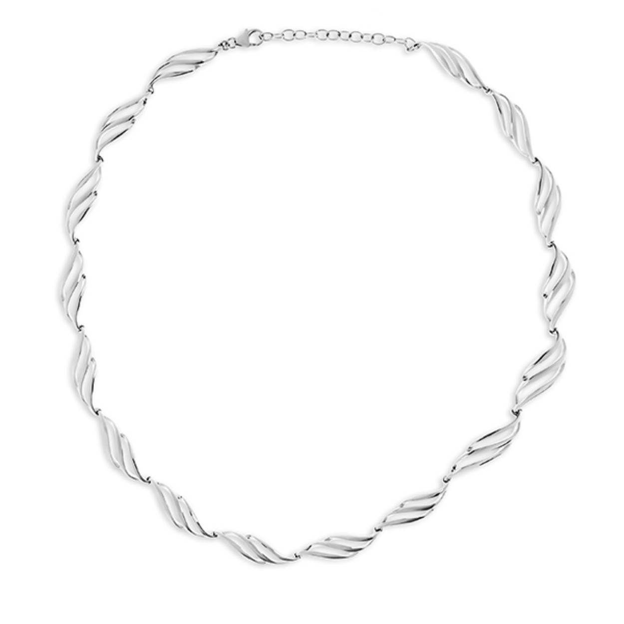 Zilveren armband van bijzondere schakels, met verlengketting