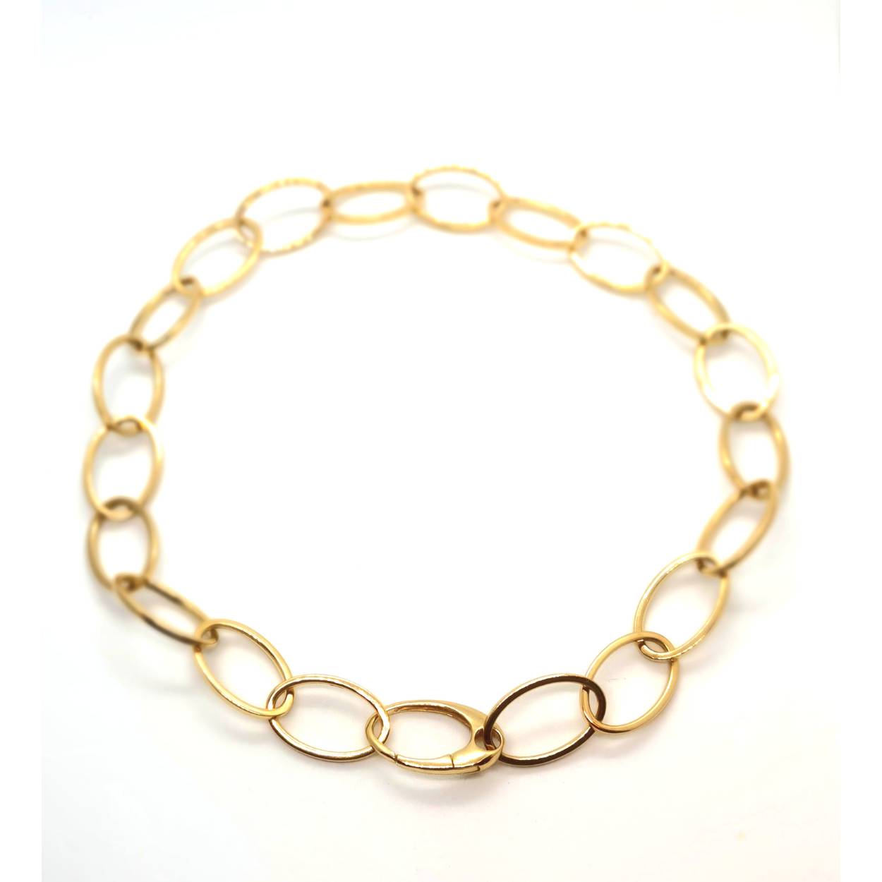 Gouden collier fantasie collier groot ovaal open 16mm 45cm VIZ6086