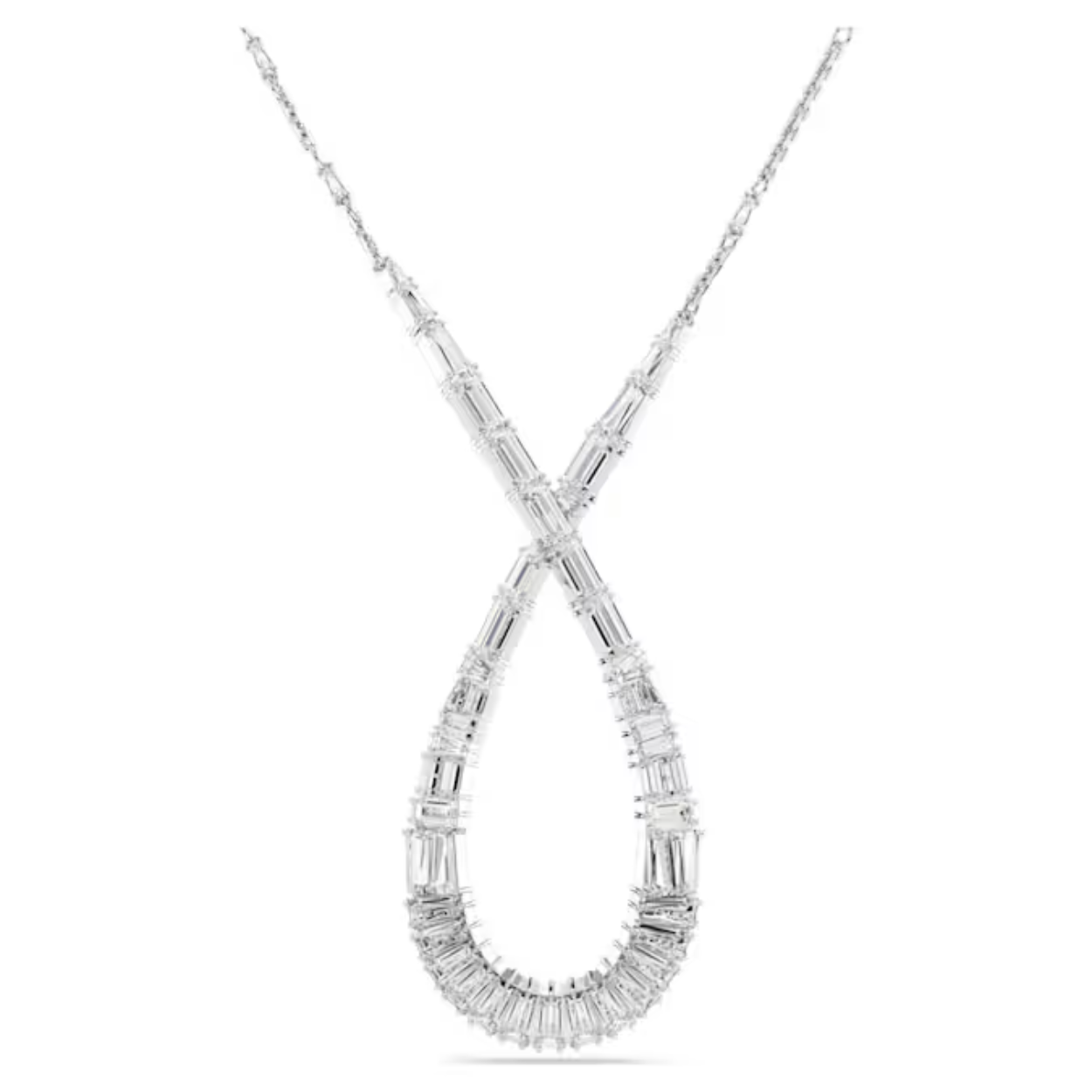 Deze Hyperbola Infinity-hanger is vervaardigd met vakmanschap en savoir-faire. Het is een elegant toonbeeld van eeuwige schoonheid. Het sieraad met rhodium toplaag bestaat uit een elegante lus bezet met Swarovski Zirkonia in verschillende slijpvormen. Samen creëren ze een delicaat kleurverloop voor een betoverende uitstraling. Maak dit statement stuk tot uw belangrijkste sieraad voor de meest elegante gelegenheden.
