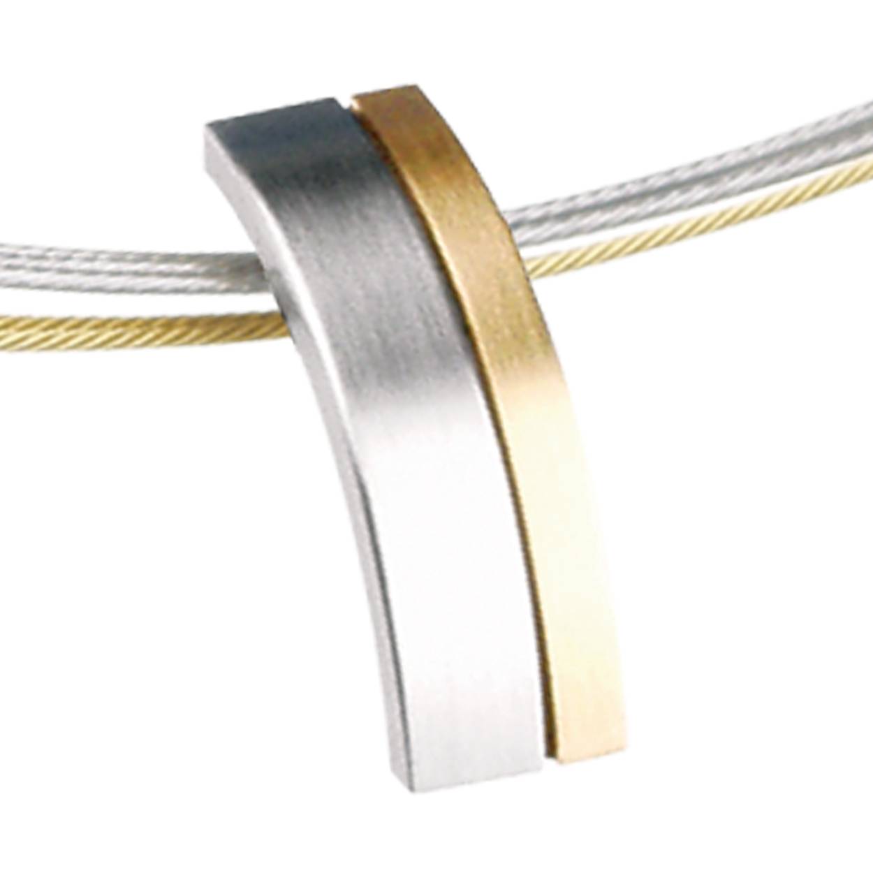 Stalen hanger met 18 karaat goud accent en stalen spangcollier 45 cm