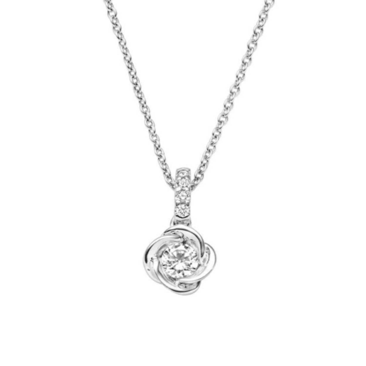Prachtige zilveren collier met hanger voorzien zirkonia. 
Combineer deze met een bijpassend oorsieraden.