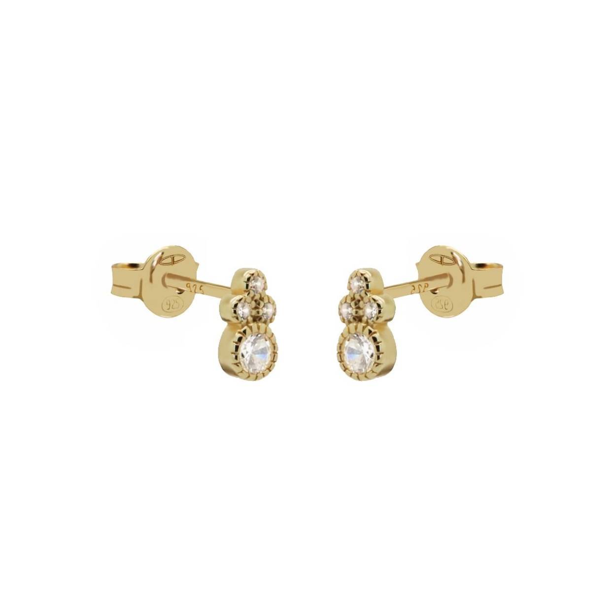 Zilveren goldplated oorstekers met zirkonia van het merk Karma. Derze oorstekers zijn leuk voor jouw  earparty .
