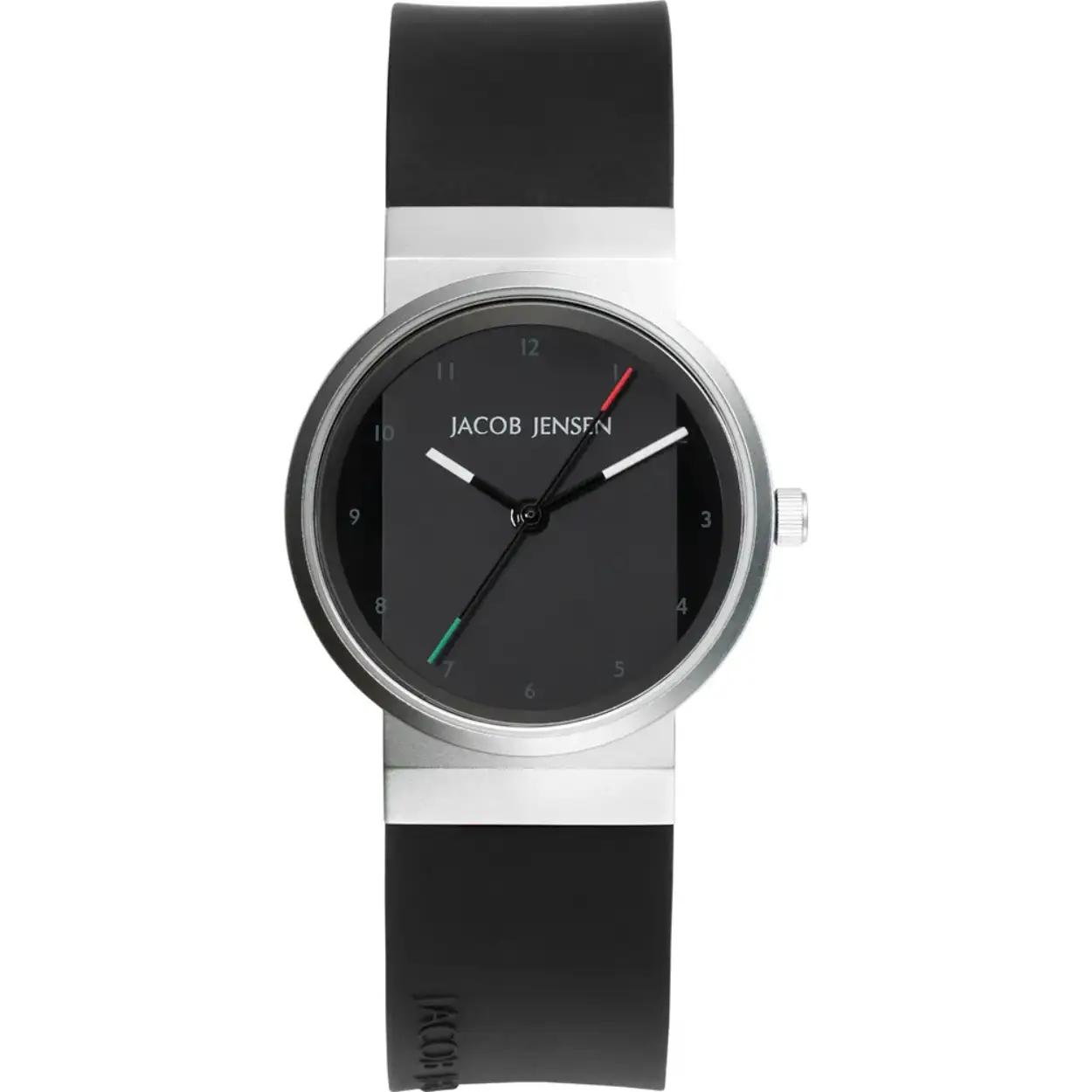 Dit is een horloge van het merk Jacob Jensen.
De specificaties zijn als volgt:
Kastmaat: 29 mm