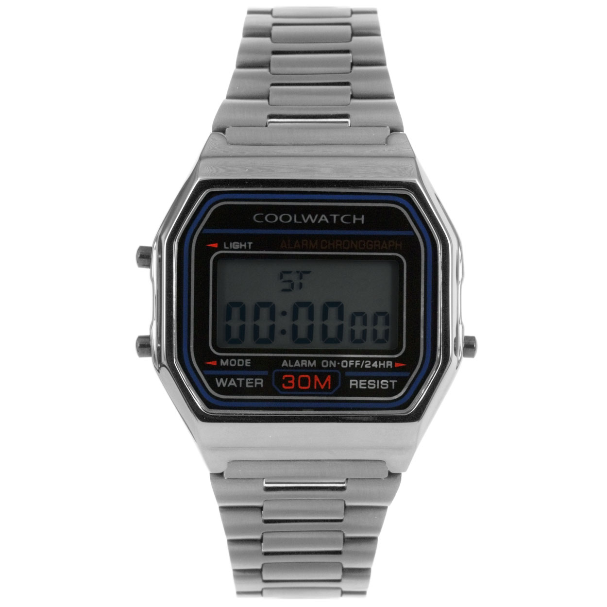 Coolwatch horloge digitaal
- Kastkleur: zilverkleurig
- Kast maat: 34 mm
- Kast dikte: 10 mm
- Kast materiaal: Zinc alloy
- Uurwerk type digitaal
- Glas type: Mineraal
- Waterdicht: 3 ATM
- Horlogeband: metaal zilverkleurig
- Maat aansluiting band: 18 mm
- Wijzerplaat: Antraciet en LCD
- Licht functie: Ja
EAN: 8716667170100