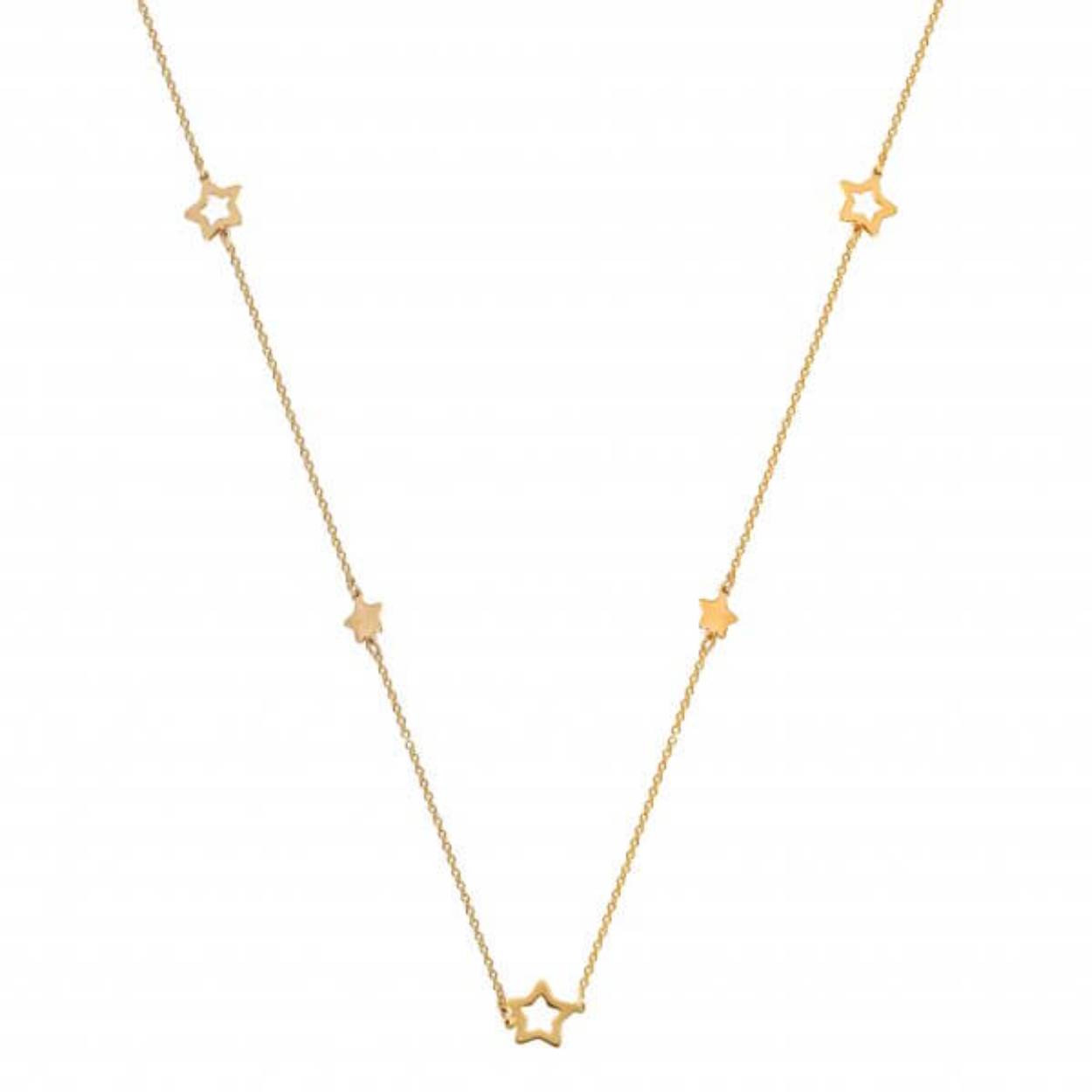 14 krt.geel gouden ketting met diverse sterren