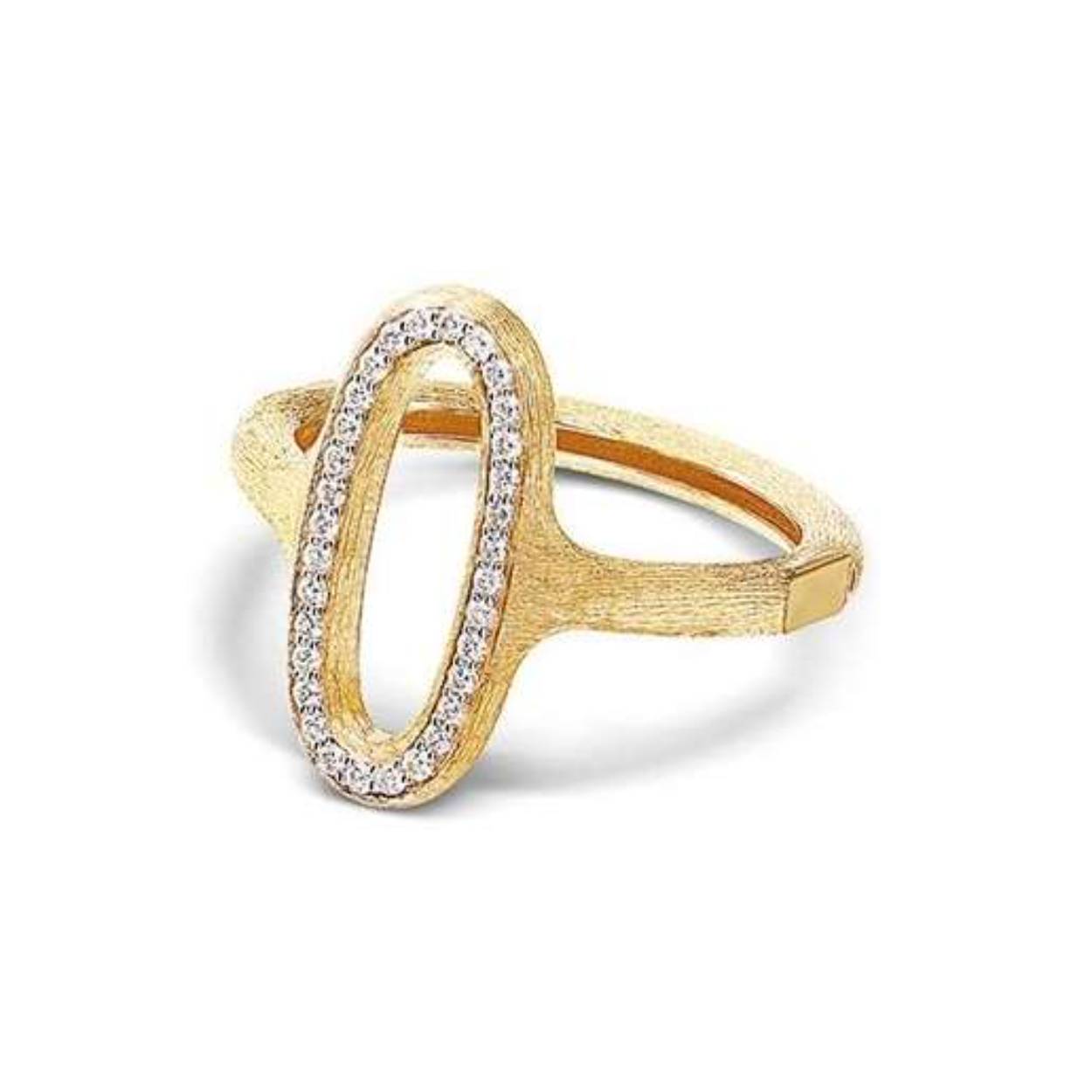 Een juweel van 18-karaats goud en diamanten met een eigentijdse vorm, volledig handgemaakt en ontworpen om elegant om uw vinger te spannen. Een ring met een uniek design en perfect voor elke gelegenheid.