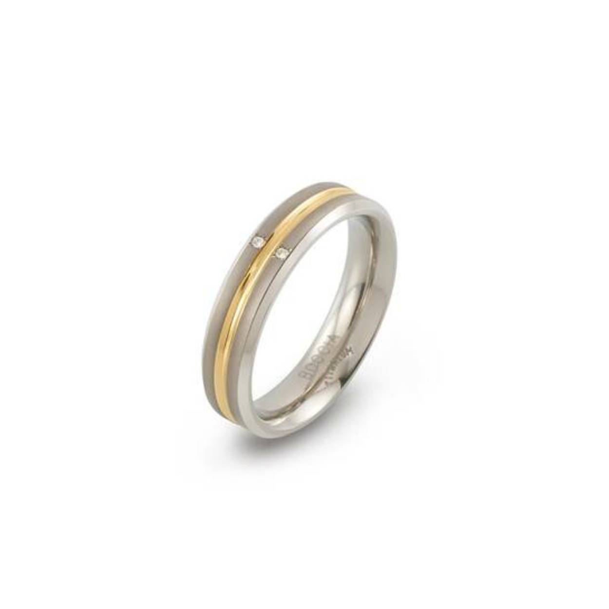Boccia Titanium Ring 3 schijven 0.01crt bicolor