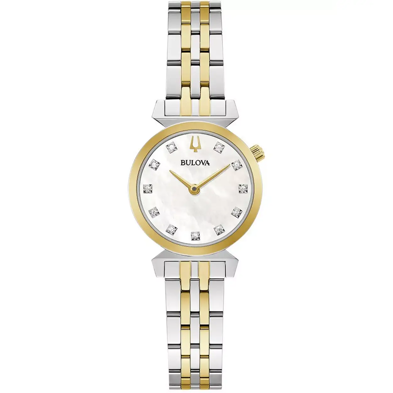 Dit quartz horloge van het merk Bulova is een prachtig horloge. Het horloge heeft een kast gemaakt van staal en een bicolor band gemaakt van staal. Dit horloge is goed om te doen door de gespsluiting