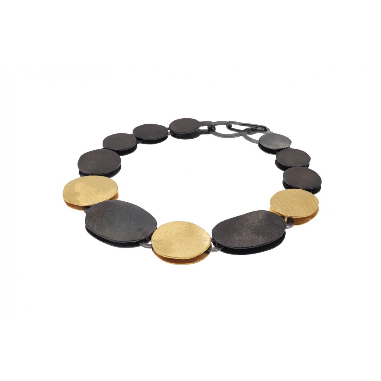deco echo zilver gold plated/brown armband