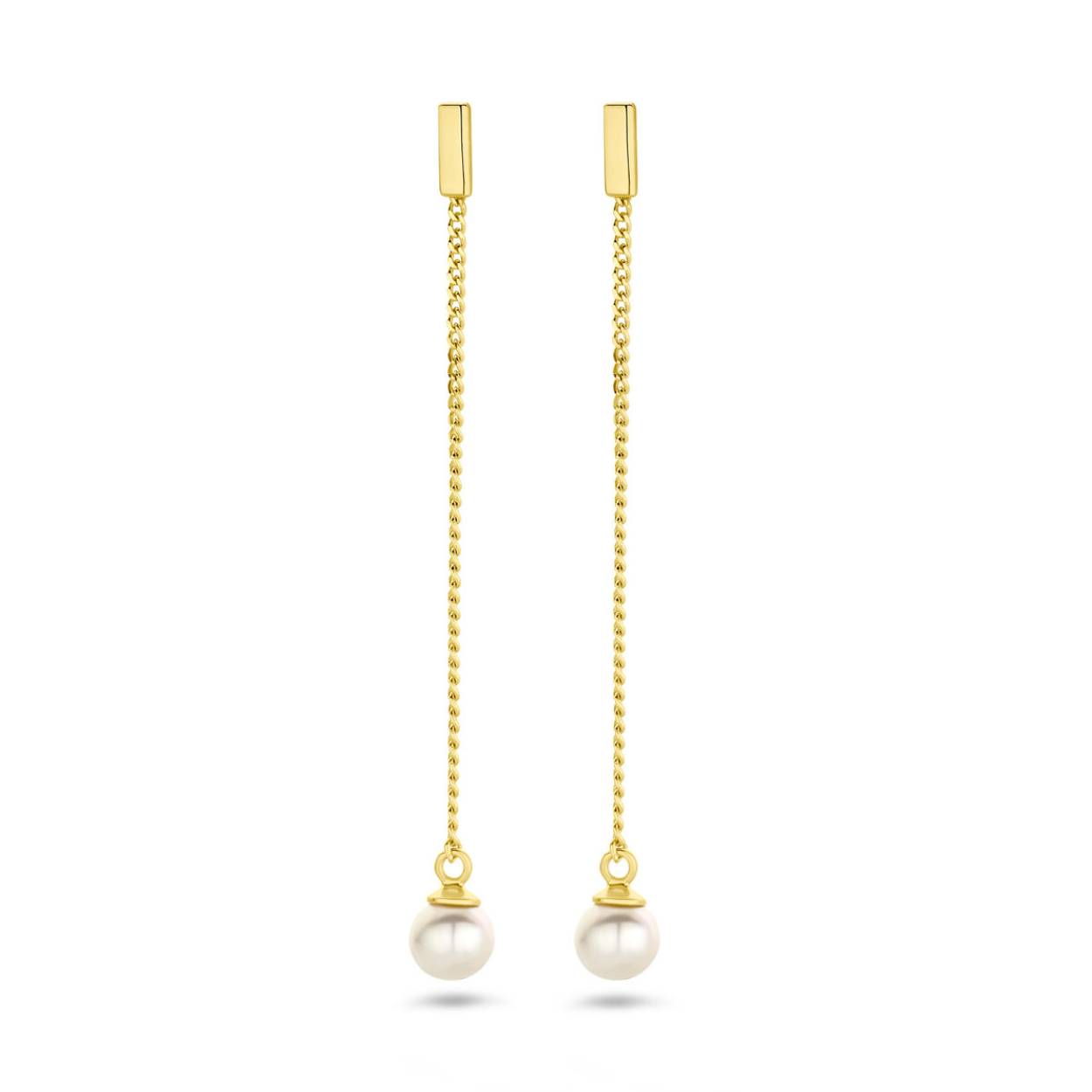 Zilver verguld oorsteker zoetwater  parel 5.0 mm