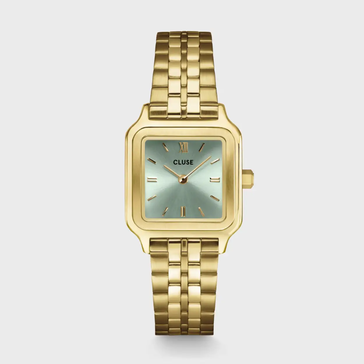 Goudkleurig horloge met sage kleur wijzerplaat