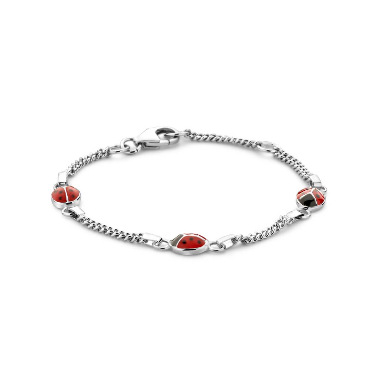 zilveren armband, lieveheersbeestjes 11-13cm