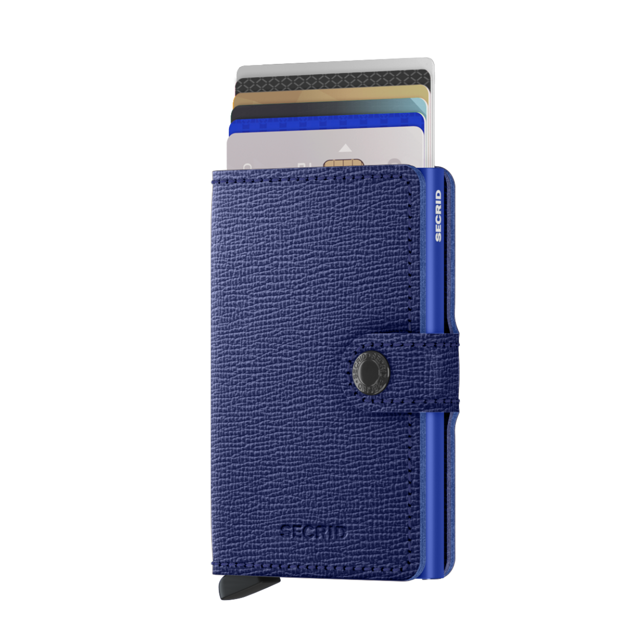 Met de Secrid cardprotector als basis, is de Miniwallet een compacte én veilige portemonnee. De portemonnee sluit af door middel van een drukknoopsluiting. De aluminium cardprotector in de Miniwallet beschermt uw belangrijkste passen optimaal, zowel tegen buigen, slijten en breken als tegen ongewenst uitlezen van RFID-kaarten (zoals de OV-chipkaart, ID-kaart, de nieuwste creditcards en bedrijfspasjes). De Secrid Miniwallet is geschikt voor 6 vlakke kaarten of 4 kaarten met verdikte letters. Naast zes kaarten in de cardprotector biedt het binnenwerk ruimte voor enkele kaarten, papiergeld, bonnetjes en visitekaartjes. De Secrid Miniwallet is een compacte portemonnee en vanwege de druksluiting gemakkelijk mee te nemen. Dankzij het unieke ontwerp schuiven de kaarten trapsgewijs naar buiten voor een eenvoudige selectie. De Secrid Miniwallet wordt geleverd in een mooie verpakking en daardoor ook zeer geschikt als uniek cadeau. Crisple variant: gecorrigeerd leer en hierdoor gemakkelijk te onderhouden. - Vervaardigd uit echt Europees leer - Sluit af met een drukknoopsluiting - Protector gemaakt van massief aluminium - Formaat slechts 21 mm dik - Ruimte voor 6 vlakke kaarten of 4 kaarten met verdikte letters (bepaalde creditcards) - Extra ruimte voor briefgeld, visitekaartjes, garantiebonnen of 4 extra passen - Geschikt voor enkele munten - Beschermt kaarten tegen buigen, slijten, breken en ongewenst uitlezen (skimmen) - Met één druk op de knop schuiven de kaarten trapsgewijs naar buiten 2 jaar garantie
