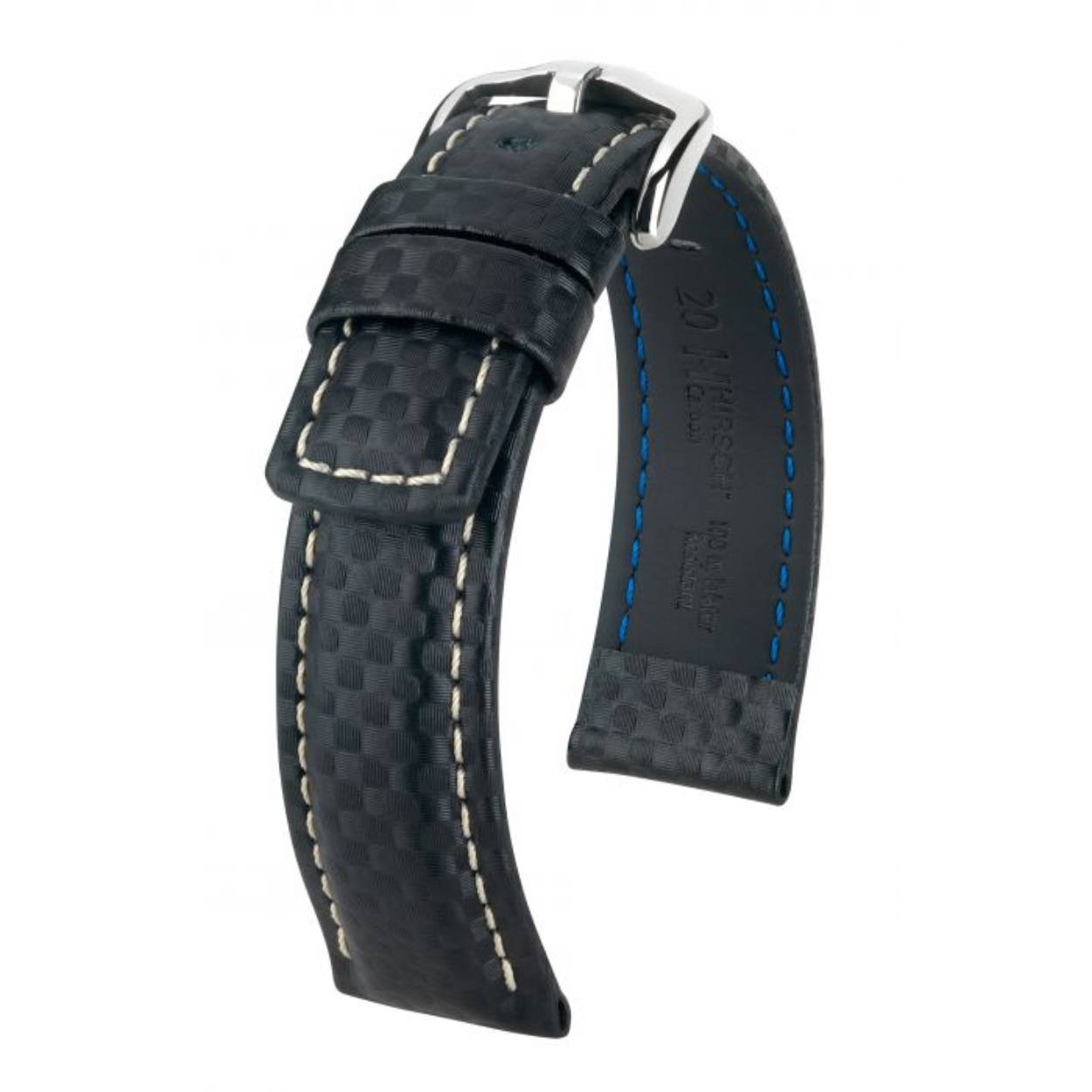CARBON is gemaakt van een bijzonder resistent hi-tech leder in carbonstructuur en is waterdicht tot 100m. Of het nu voor sport is of voor dagelijks gebruik: deze armband is de ideale partner voor elke uitdaging!

Bovendien is het comfort aan de pols verzekerd. Het HIRSCH rubberachtige voeringleer maakt CARBON absoluut comfortabel om te dragen. De bekroning is opvallend hoekig. Visueel wordt de armband desgewenst uitstekend gecompleteerd door een sportieve contrasterende topstitching. De krachtige roestvrij stalen gesp in het HIRSCH Active design zorgt ook voor de nodige houvast.