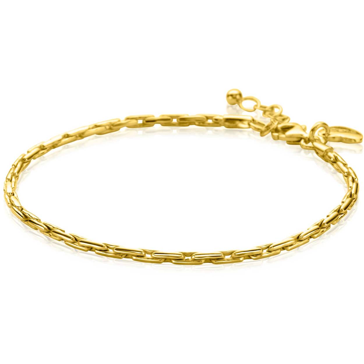 ZINZI gold plated zilveren schakel armband met stoere schakels van 2,3mm breed. De lengte van de armband is te variëren tussen 18cm en 21cm. Vervaardigd van eerste gehalte zilver (925) en extra geel verguld.