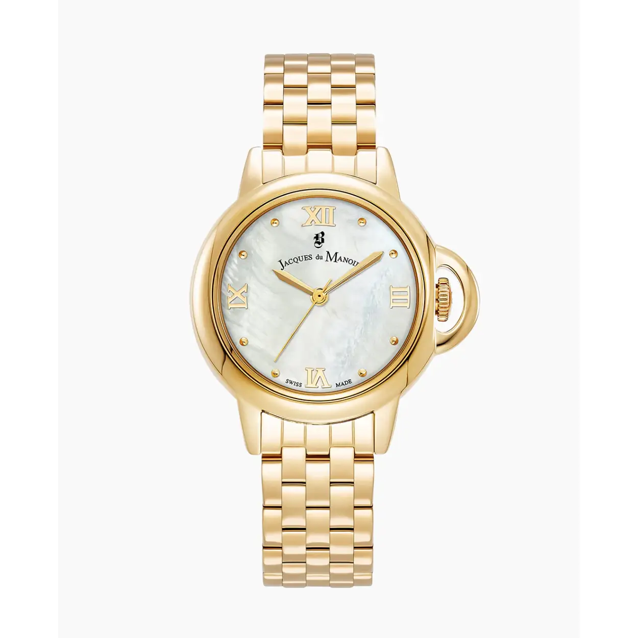 De JWL02504 is een elegante dameshorloge met een ronde kast van roestvrij staal en saffierglas. De gouden band en wijzerplaat geven een luxe uitstraling. Het horloge heeft een analoge weergave zonder datumfunctie en is waterbestendig tot 5 ATM. Perfect voor zowel dagelijks gebruik als speciale gelegenheden, draagt het horloge comfortabel dankzij de 15mm brede band.