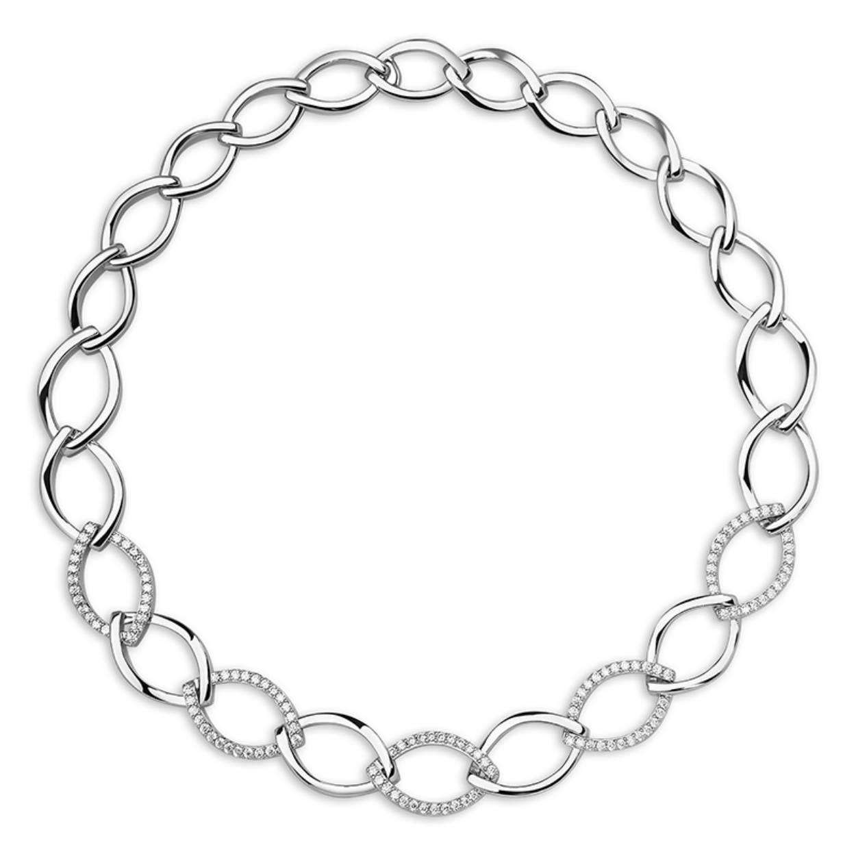 Zilver gerhodineerde collier met zirkonia. Het collier is uit te breiden tot een set met bijpassende ring en armband. 