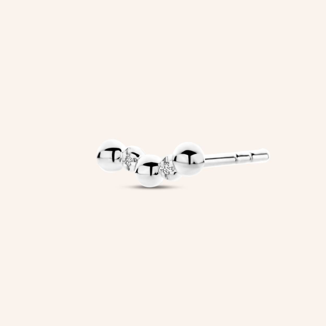 zilver/gold plated oorbel 0.006cts brilj