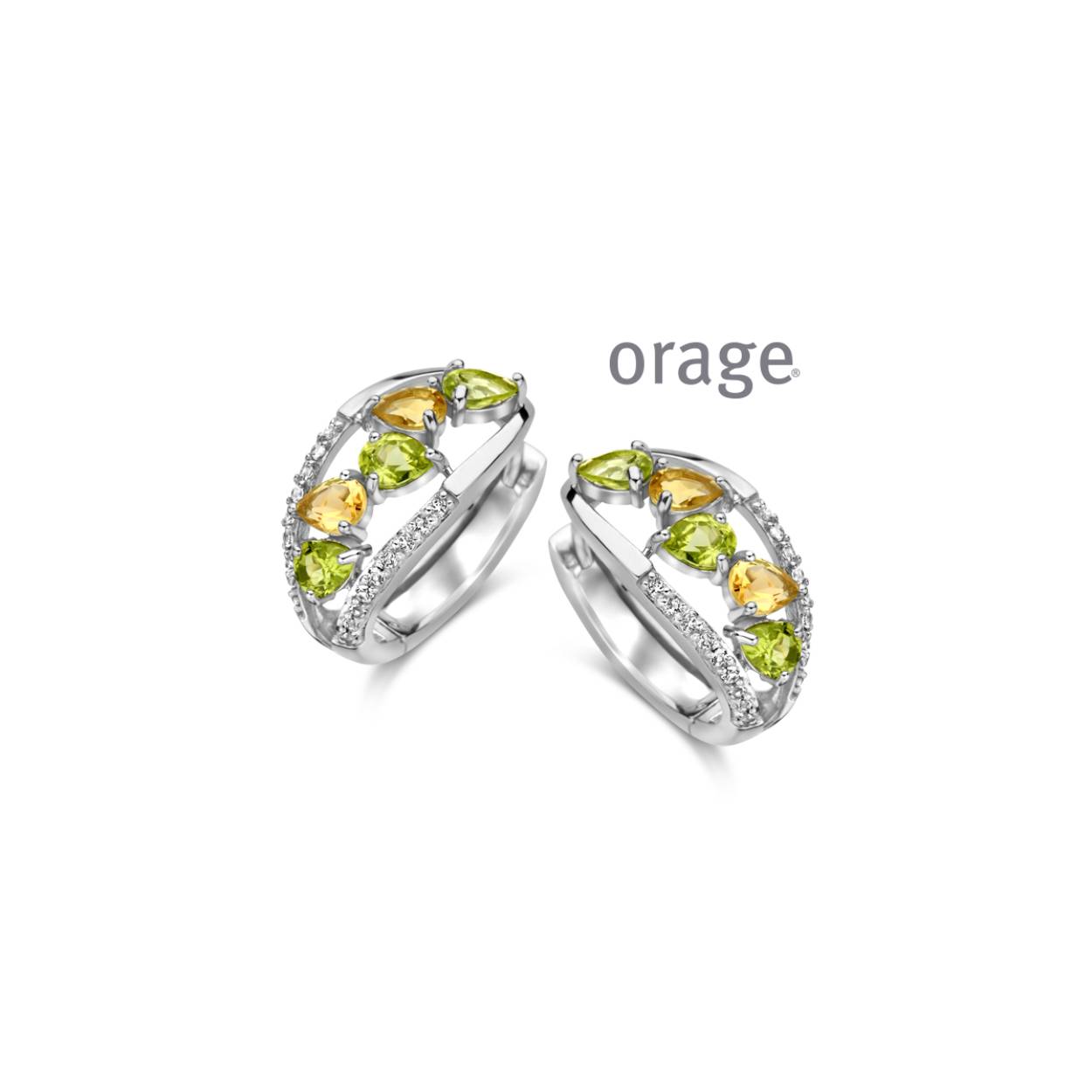Orage Creolen Zilver Citrien Peridot - AW158