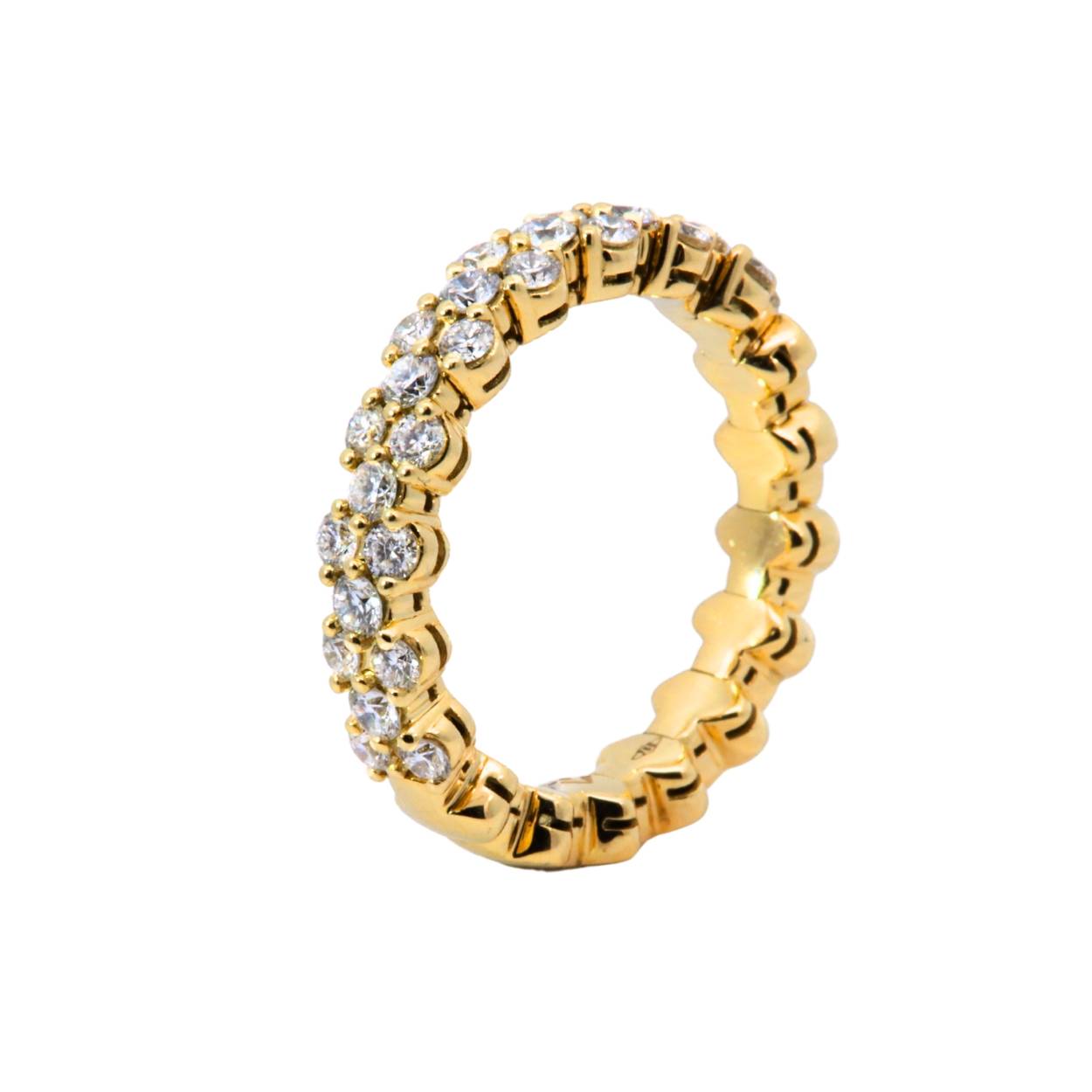 Geel gouden stretchring met diamanten van 0.84ct.