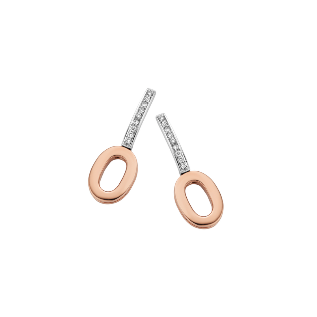 18KT rood/witgoud oorknoppen 0.09ct