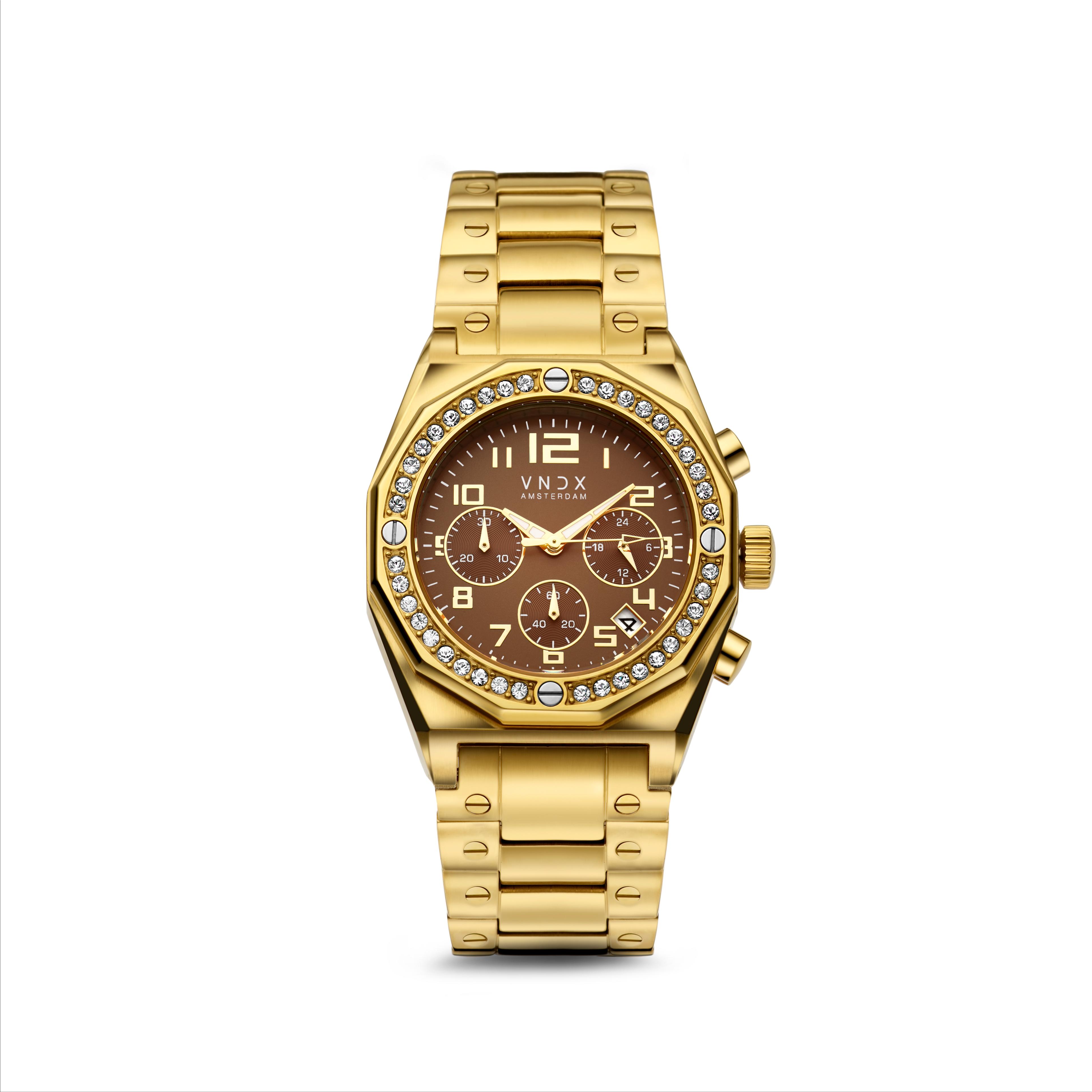 The One is een elegant dameshorloge met een kastdiameter van 38 mm, voorzien van praktische functies. Dit horloge biedt een datumaanduiding en een stopwatch, aangedreven door een betrouwbare chronograaf. De wijzerplaat en lunette stralen elegantie uit, uitgerust met prachtige swarovski stenen. De robuuste behuizing geeft het horloge een gedurfde uitstraling. The One heeft lichtgevende wijzers voor optimale zichtbaarheid in het donker en een krasbestendig saffierglas. Met een indrukwekkende waterdichtheid van 10 ATM, kun je met dit horloge zonder zorgen zwemmen in de grachten of gewoon genieten van een ontspannende douche. Kies voor The One en combineer stijl met functionaliteit.