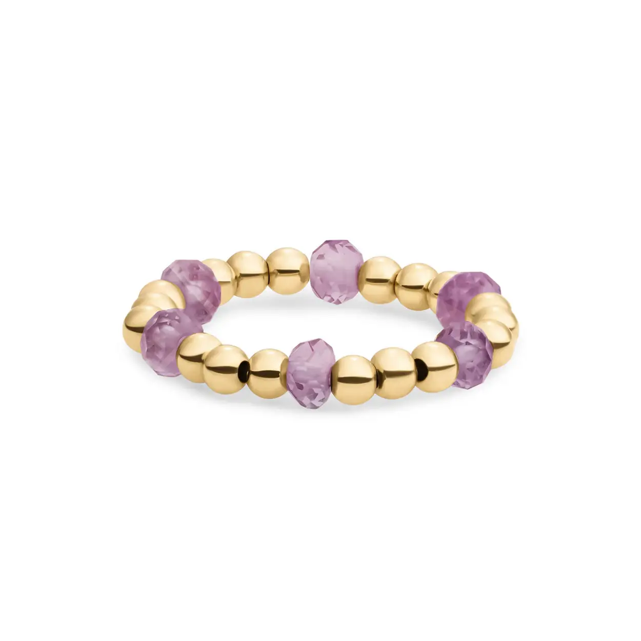 Sparkling Jewels Ring Facet Roundel Aubergine Quartz Gold SRI-G-RDL-G59