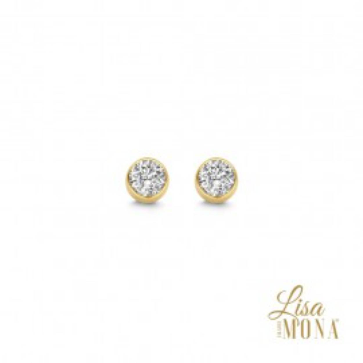 Lisa Mona oorstekers 14k zirconia 3mm 