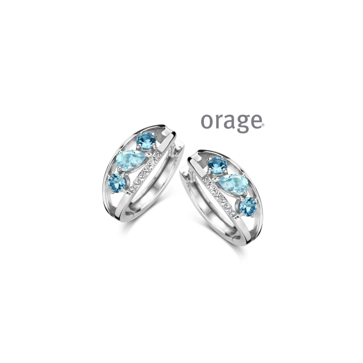 Orage Creolen Zilver Topaas