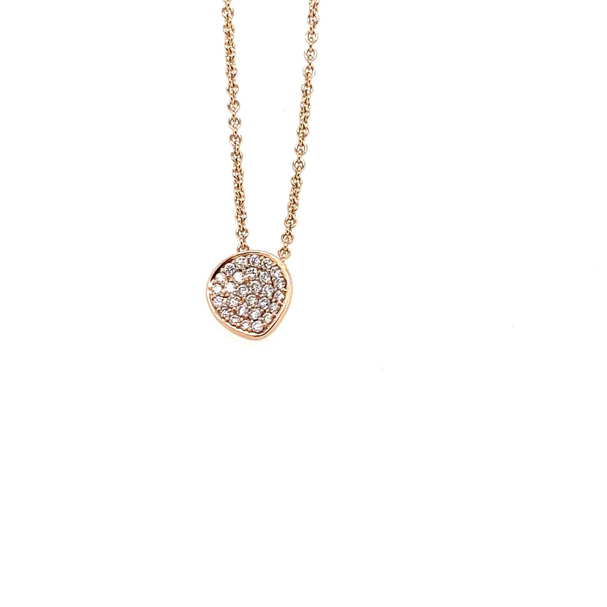 14 krt rose gouden collier met hanger met 0.32ct diamant W/si