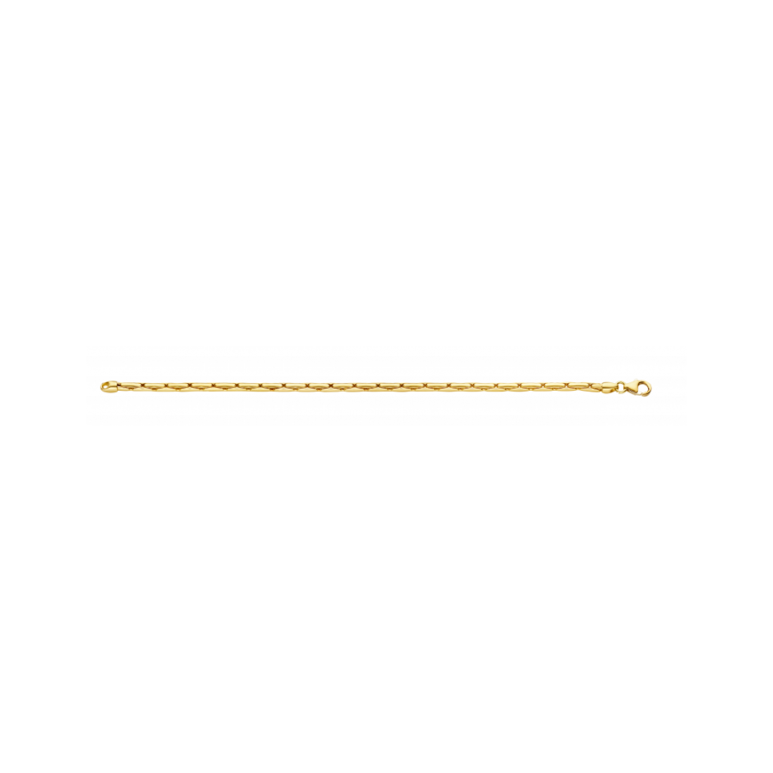 14krt geelgouden collier met zilverkern. Schakel: Palmier. Diameter: 3mm. Lengte: 45cm. Bijpassende armband mogelijk.
