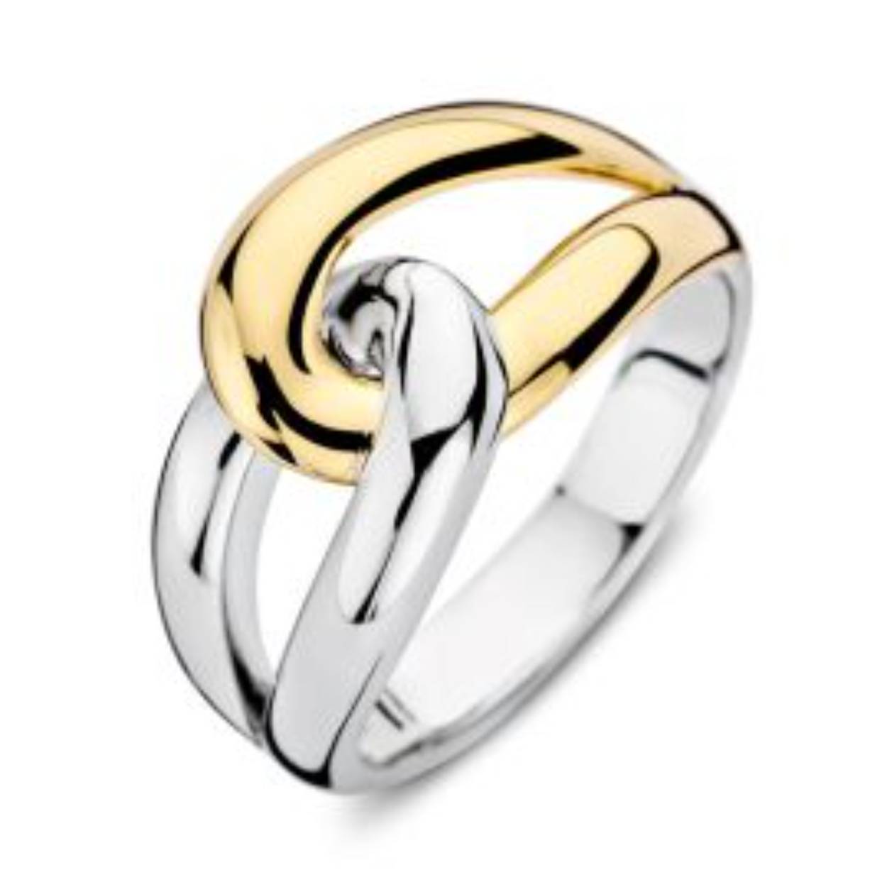 Zilveren dames ring met 14 krt goud 