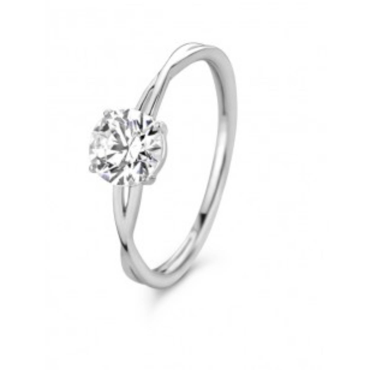 18 kt  Geel gouden ring met zirkonium
Type solitaire, verlovingsring
Bijhorende hanger en oorbellen van deze set, ook verkrijgbaar
Ook verkrijgbaar in wit goud
De prijs kan variëren naargelang de goudprijs.