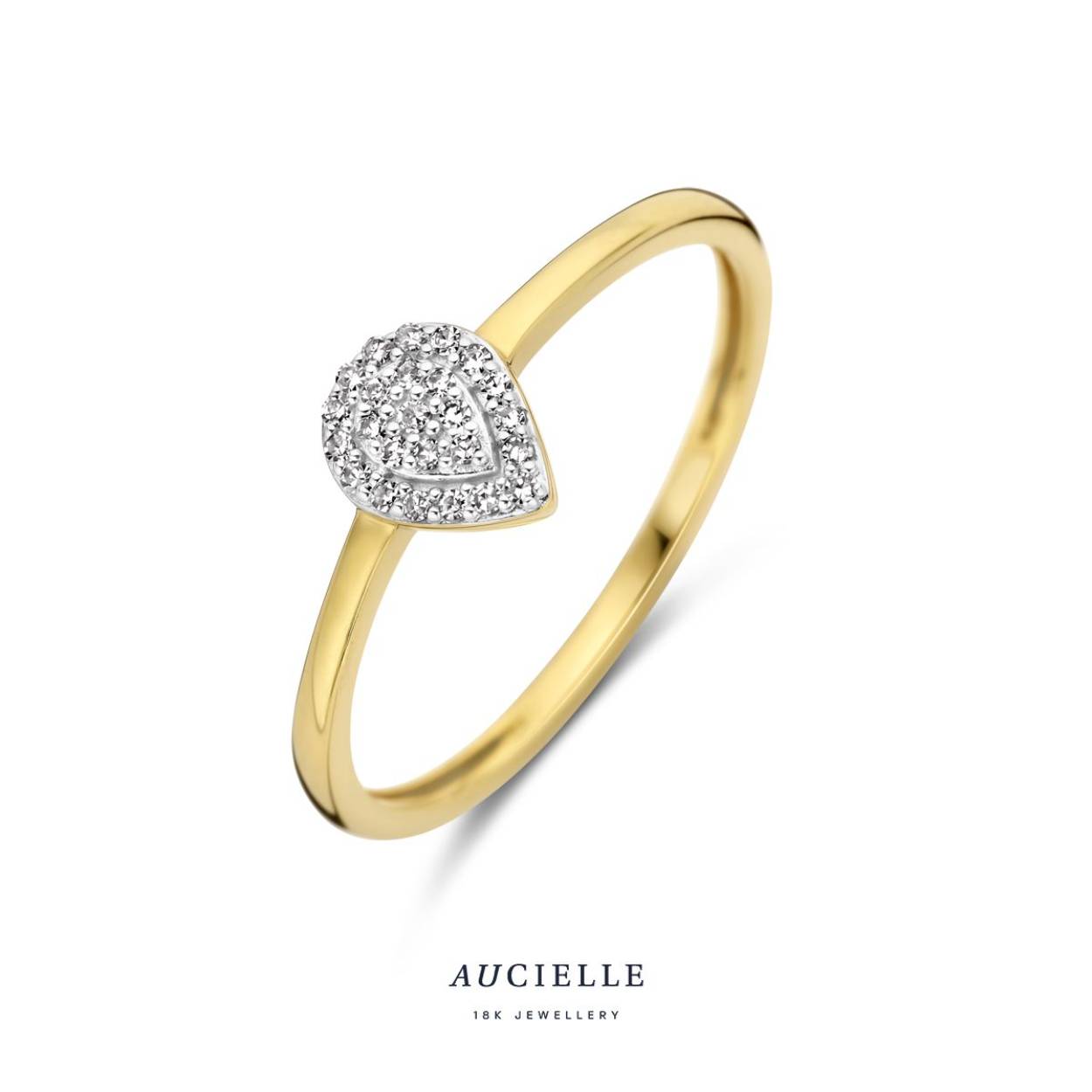 Aucielle ring peer pavé goud 18k briljant 0.06ct