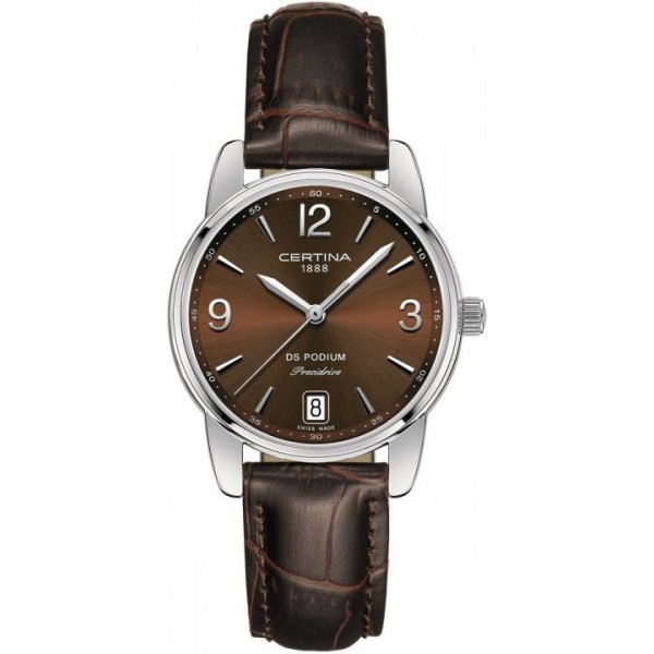 Serie: DS podium

Artikelnr.: C0252101629700

Diameter: 32.5mm

Dikte: 8.8mm

Materiaal kast: roestvrijstaal

Materiaal band: leer

Kleur kast: zilver

Kleur band: bruin

Kleur wijzerplaat bruin

Uurwerk: quartz

Glas: saffier

Waterdichtheid: 10ATM

Garantie: 2 jaar op het uurwerk