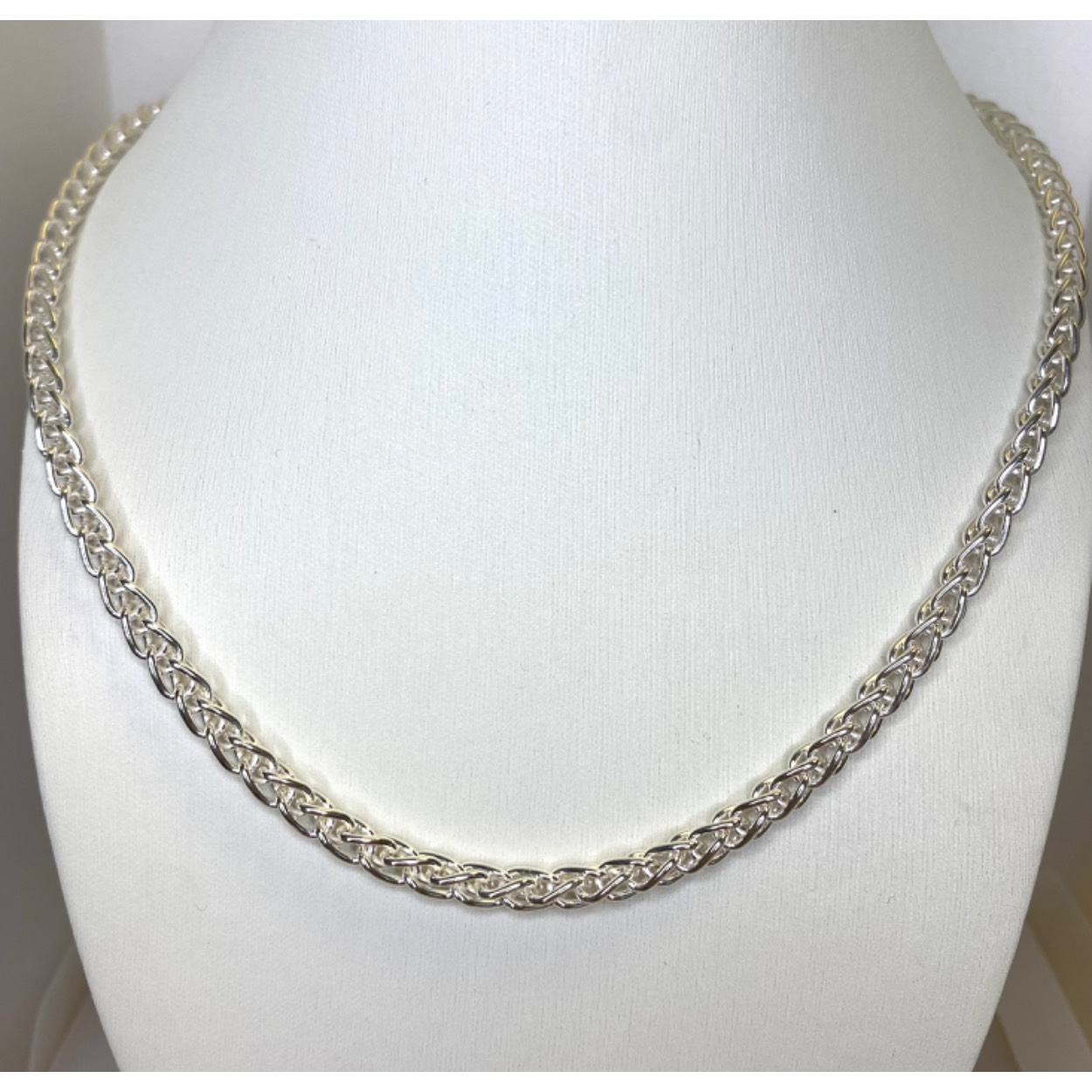 Zilver palmier collier 45cm/ 4 mm met karabijnsluiting.