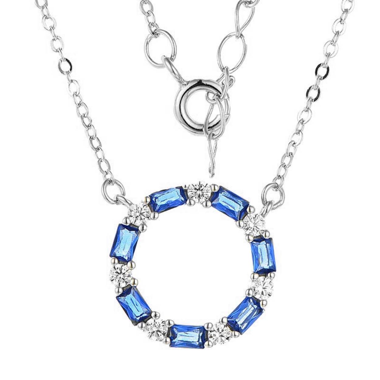 MY iMenso ODM "L-Sapp-CZ Baquette" pendant +chain (925/rhod-plated)