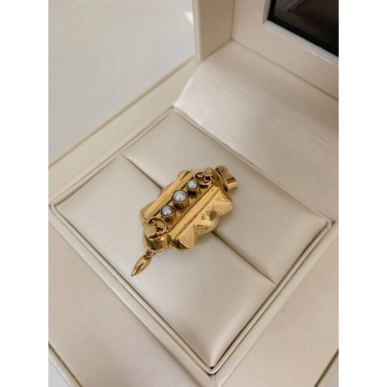 VINTAGE geelgouden hanger -  parels